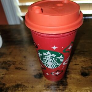 Starbucks Holiday 2013 Red Cup Day 16oz Reusable Hot Cup Coffee Recycled Plastic